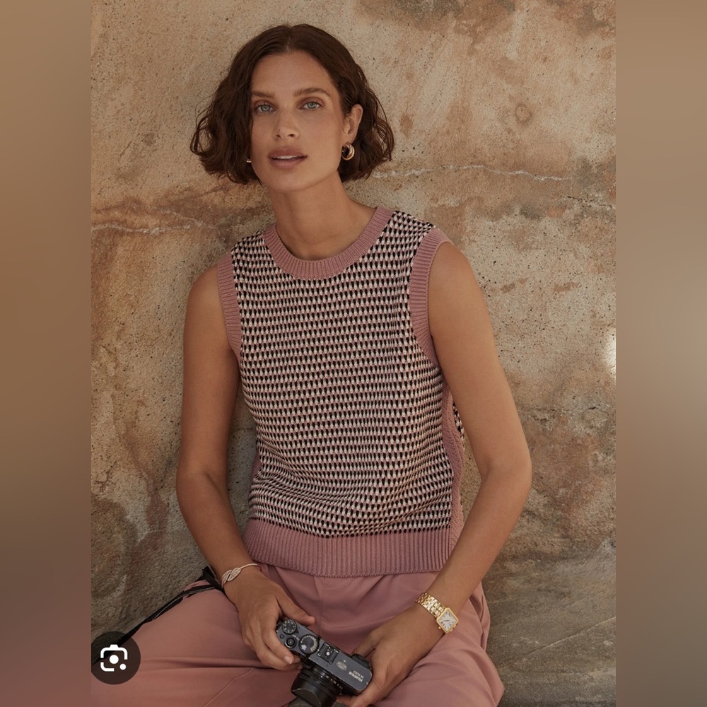 NWT Varley Knowles Textured Knit Vest in Woodrose Multi Stitch